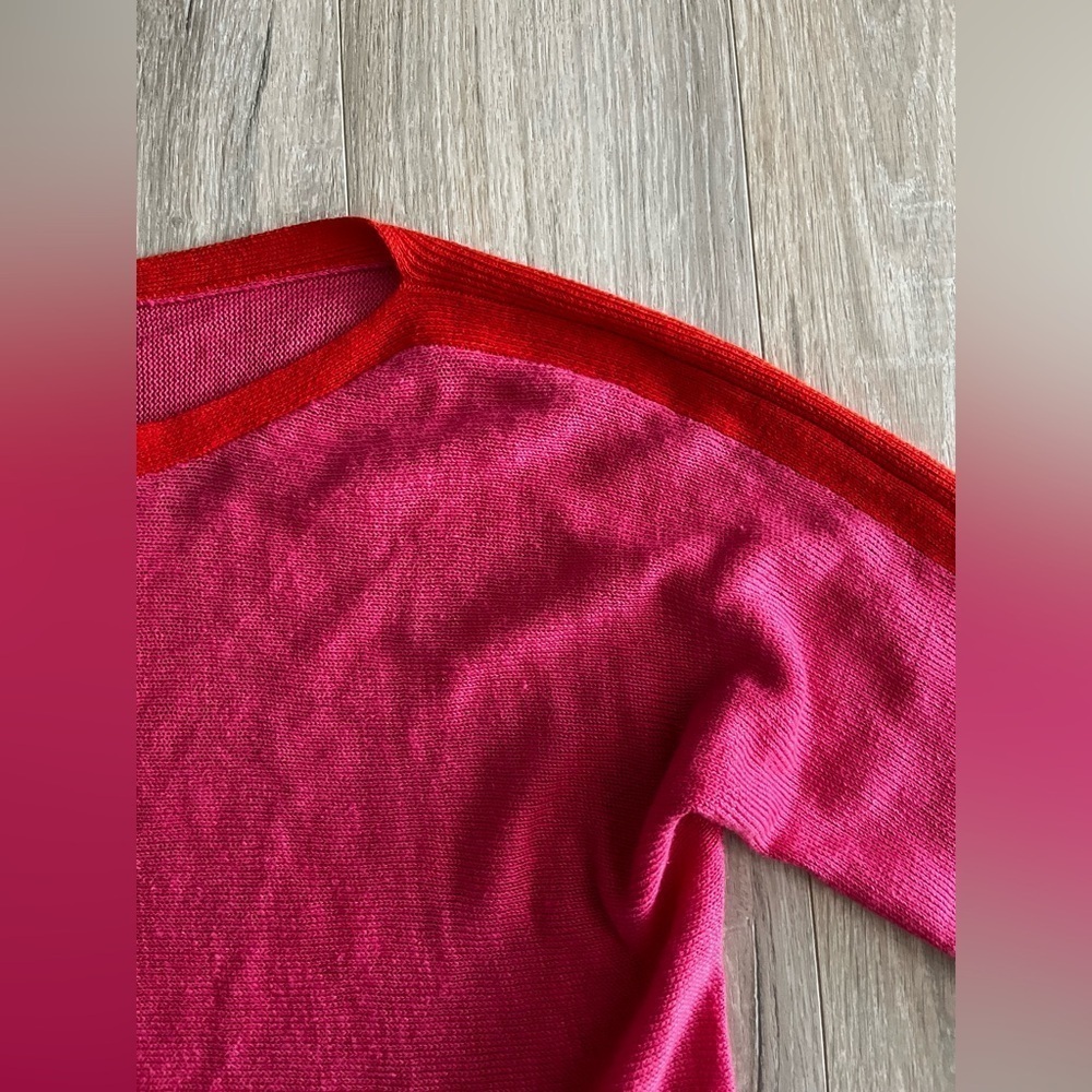 Eileen Fisher Women’s 100% Linen Pink/Red Top 3/4 Sleeves Bateau Neckline - XS - Picture 4 of 7